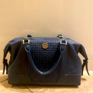 Tori Burch, navy blue, satchel purse